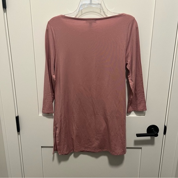 NWT Eileen Fisher XS Magnolia Pink Bateau Neck Tunic 3/4 Sleeve Split Hem Tencel - Picture 5 of 6